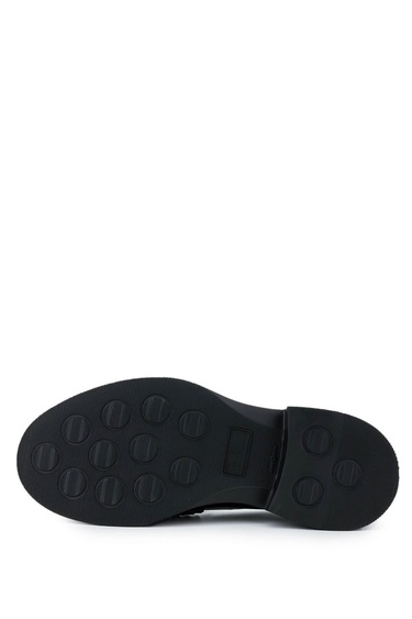  Tamer Tanca Kadın Hakiki Deri Siyah Deri Loafer Ayakkabı