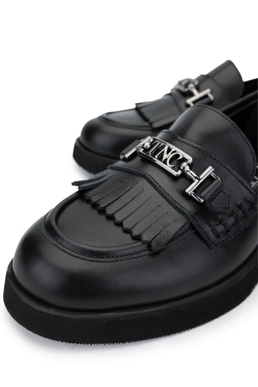  Tamer Tanca Kadın Hakiki Deri Siyah Deri Loafer Ayakkabı