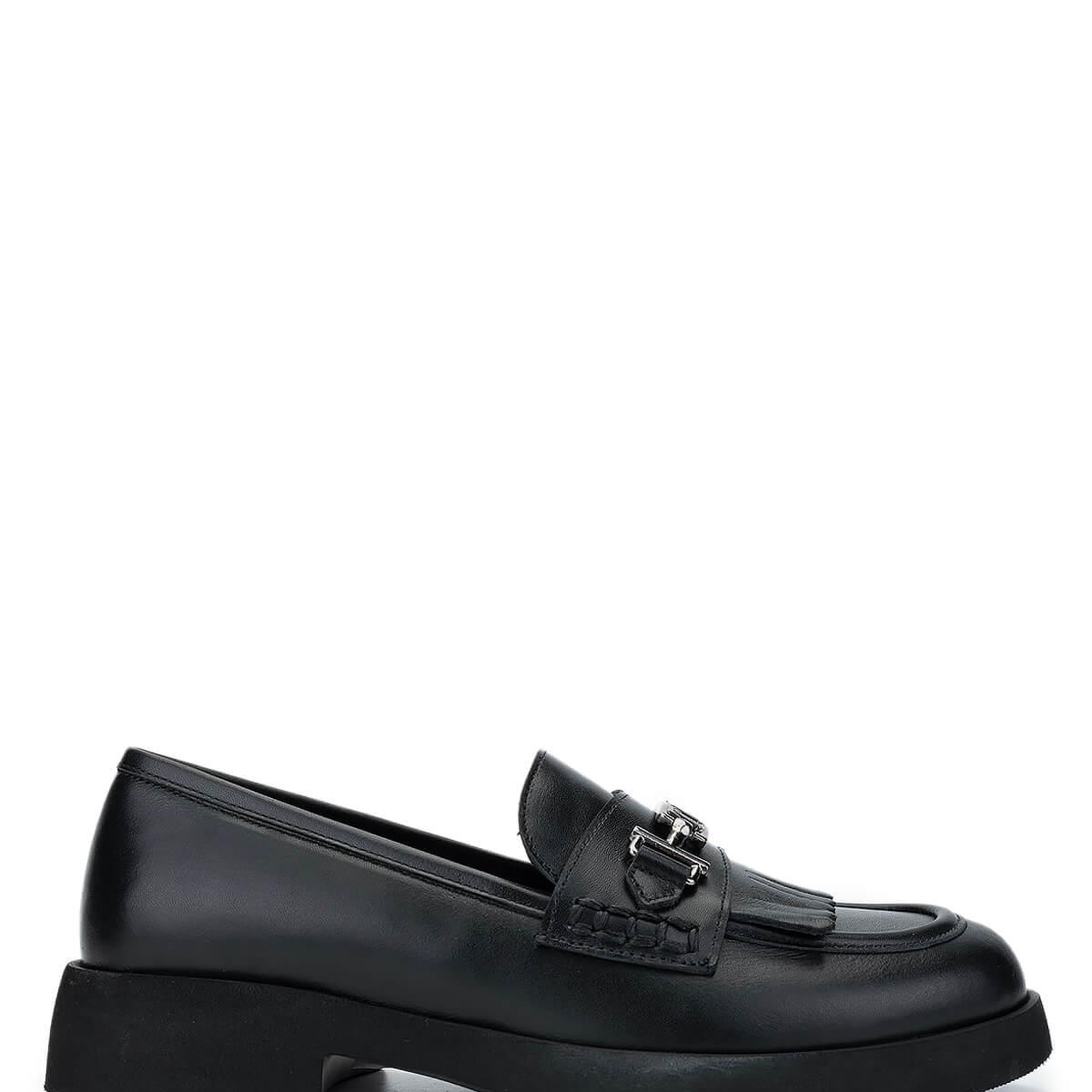 Tamer Tanca Kadın Hakiki Deri Siyah Deri Loafer Ayakkabı