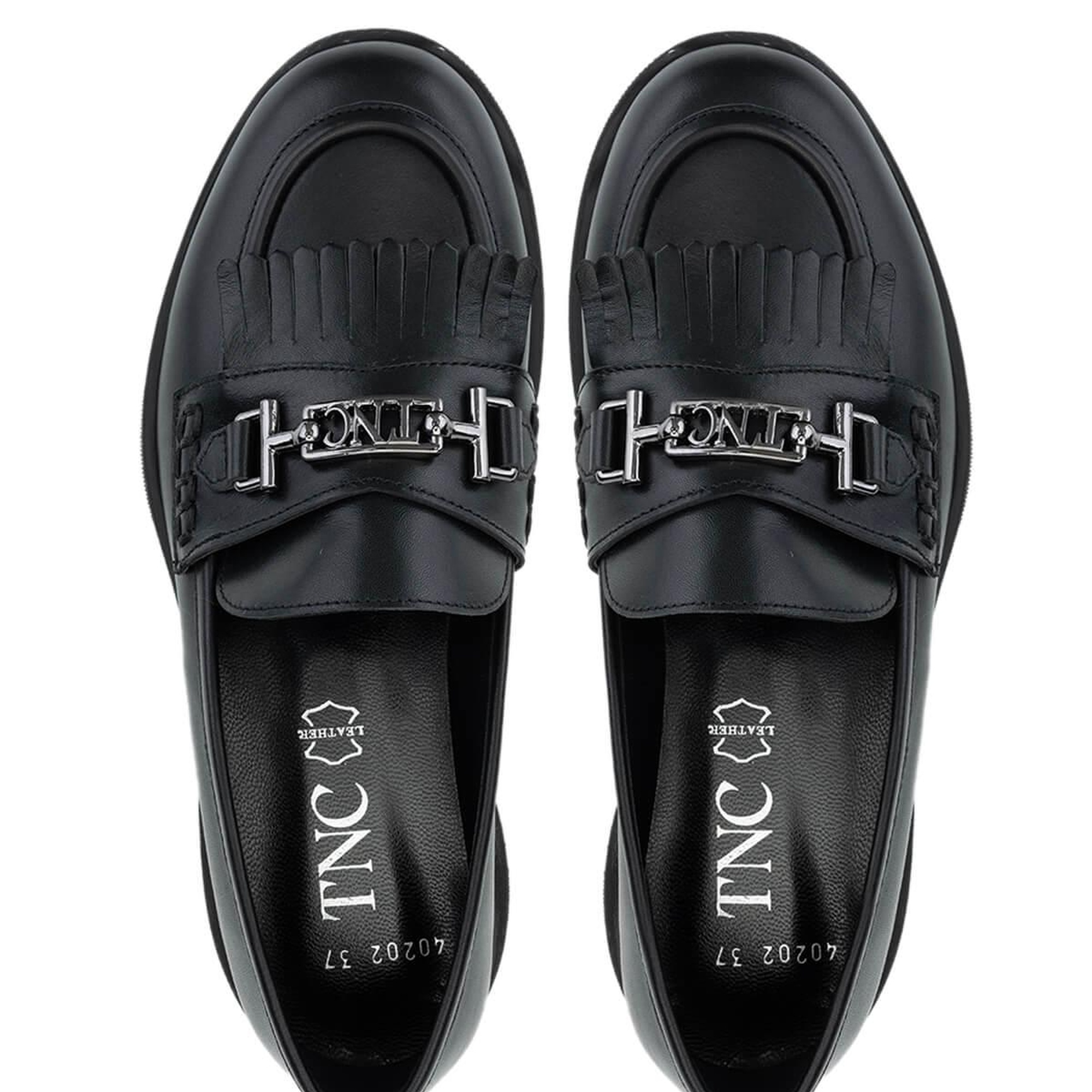 Tamer Tanca Kadın Hakiki Deri Siyah Deri Loafer Ayakkabı