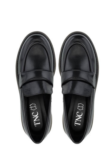  Tamer Tanca Kadın Hakiki Deri Siyah Loafer Ayakkabı