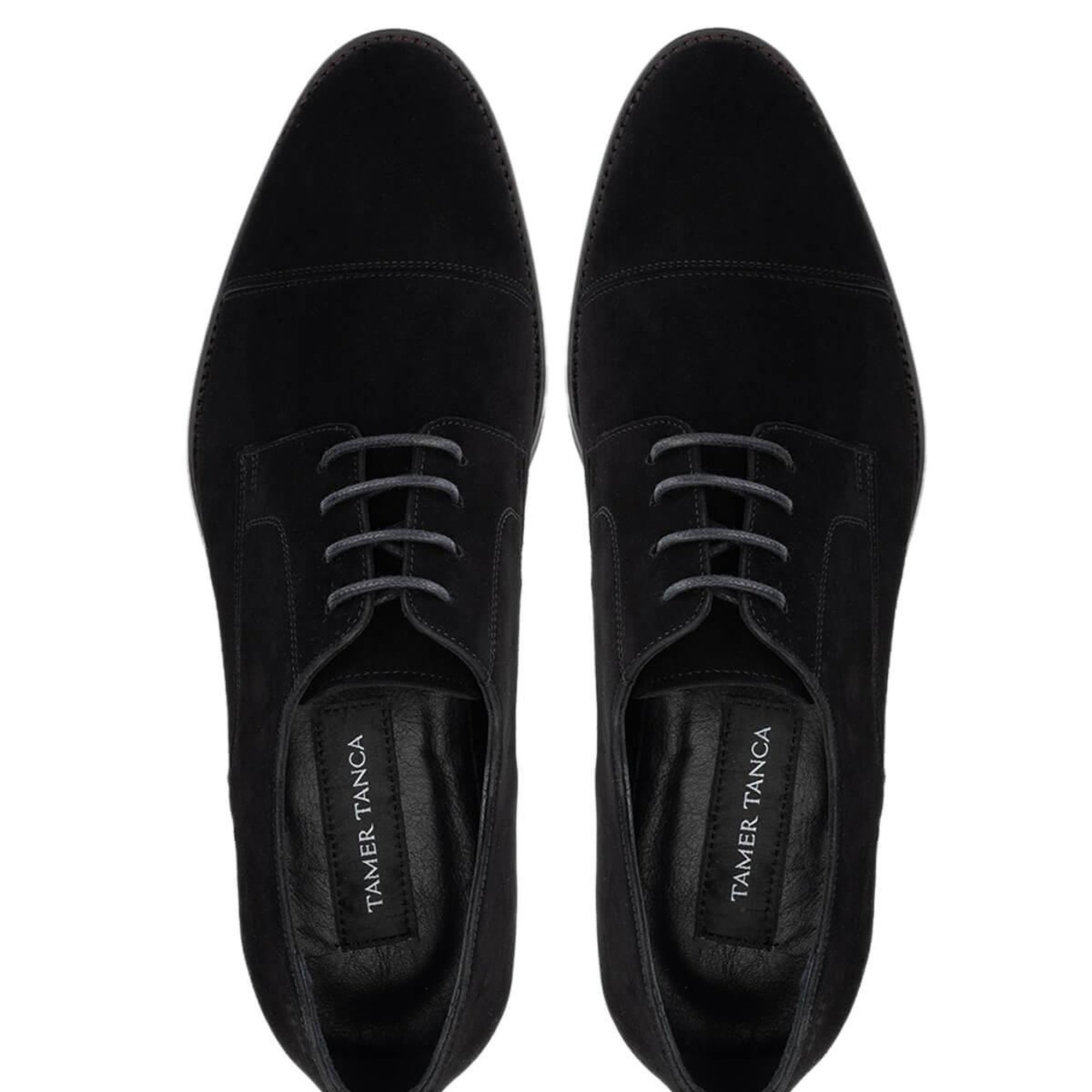 Tamer Tanca Erkek Hakiki Deri Siyah Süet Klasik Ayakkabı
