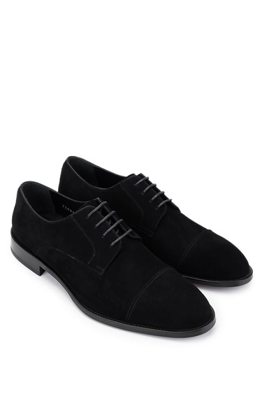  Tamer Tanca Erkek Hakiki Deri Siyah Süet Klasik Ayakkabı