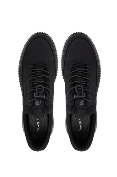  Tamer Tanca Erkek Hakiki Deri Siyah Nubuk Sneakers & Spor Ayakkabı