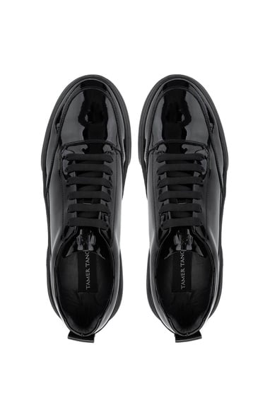  Tamer Tanca Erkek Hakiki Deri Siyah Rugan Sneakers & Spor Ayakkabı