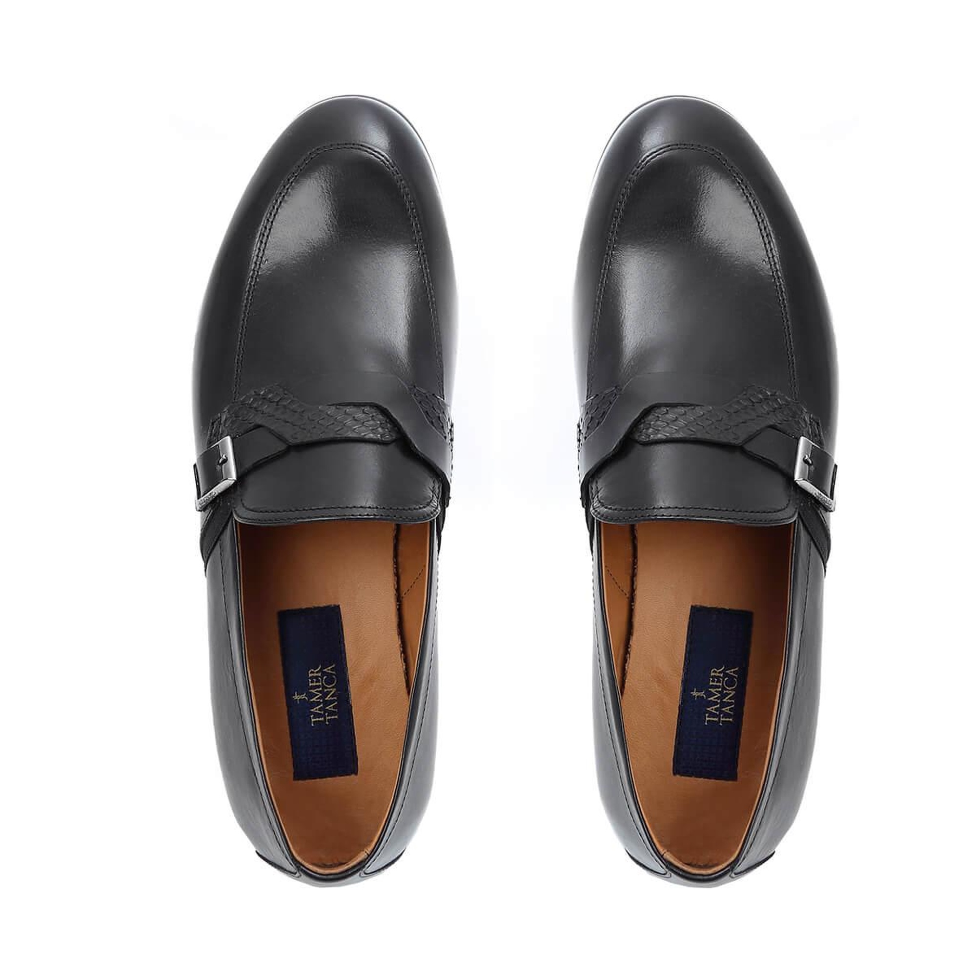 Tamer Tanca Erkek Hakiki Deri Siyah Bufalo Makosen Ayakkabı