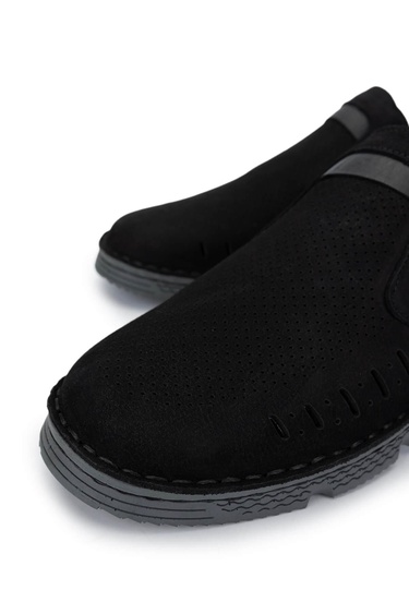  Tamer Tanca Erkek Hakiki Deri Siyah Nubuk Casual Ayakkabı