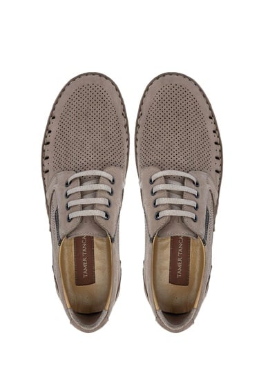  Tamer Tanca Erkek Hakiki Deri Bej Casual Ayakkabı