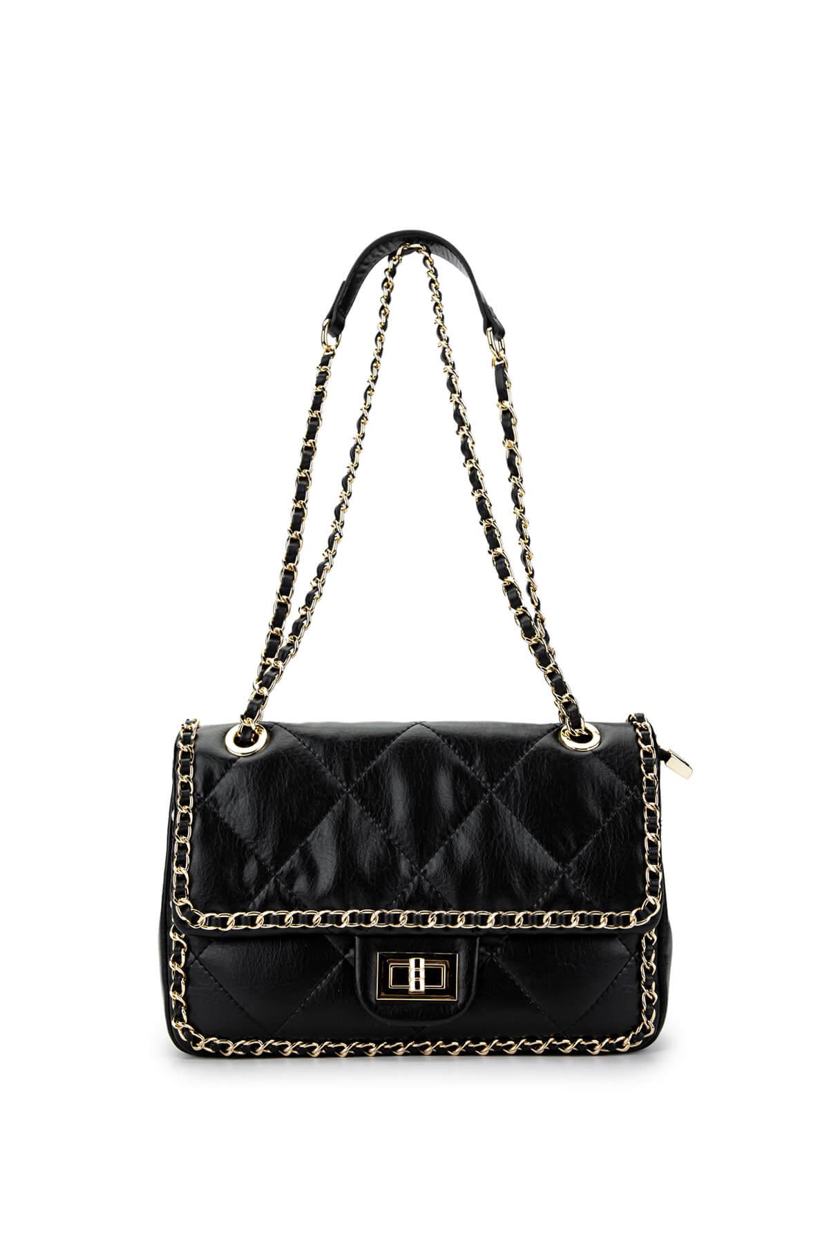  Tamer Tanca Kadın Vegan Siyah Omuz Çanta