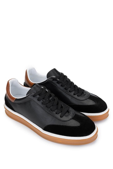  Tamer Tanca Erkek Hakiki Deri Siyah Sneakers & Spor Ayakkabı