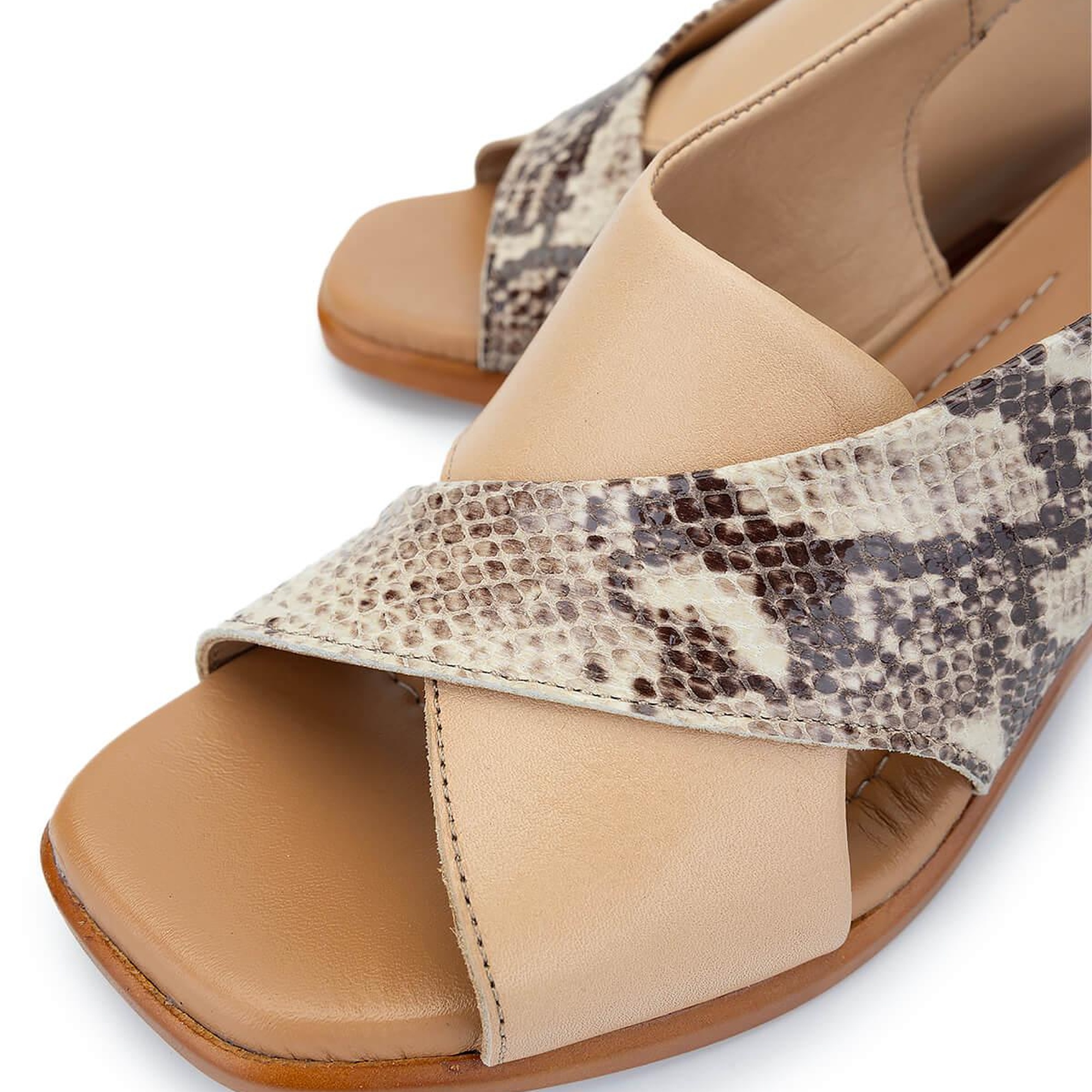 Tamer Tanca Kadın Hakiki Deri Nude/Kahverengi Topuklu Sandalet