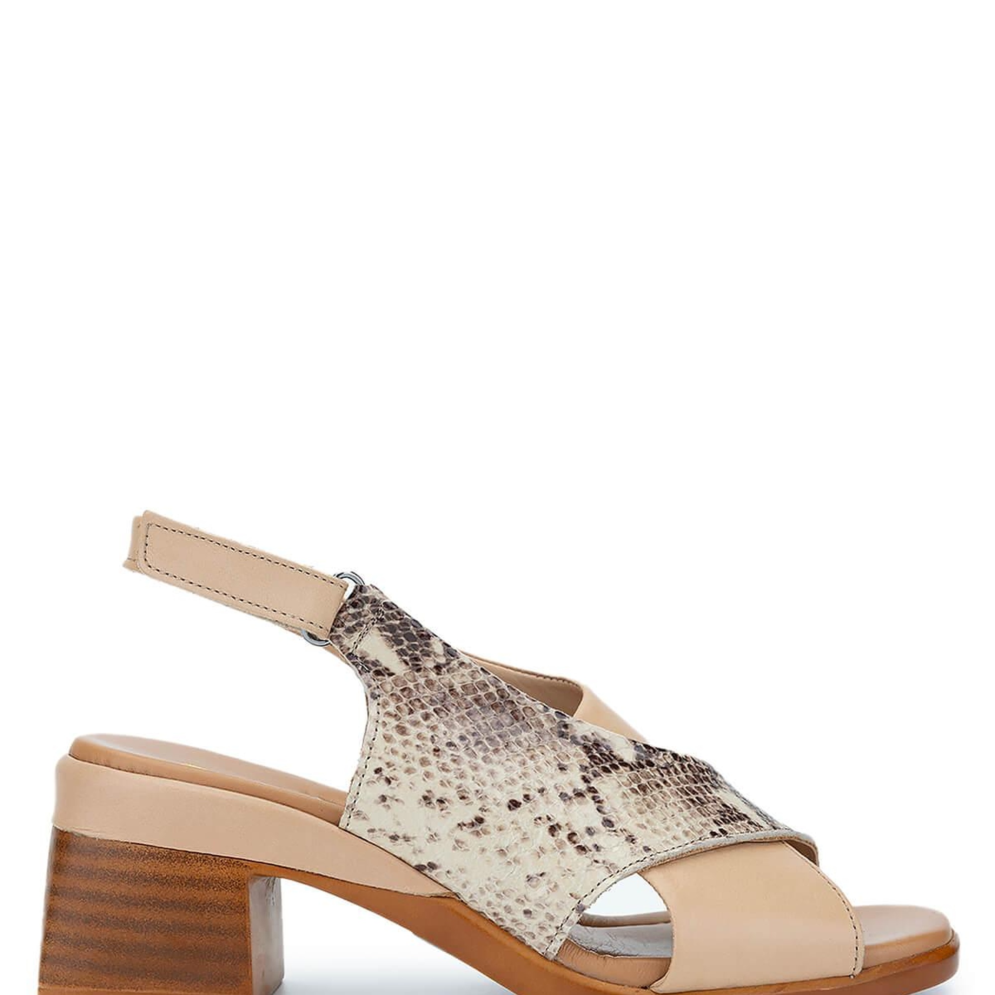 Tamer Tanca Kadın Hakiki Deri Nude/Kahverengi Topuklu Sandalet