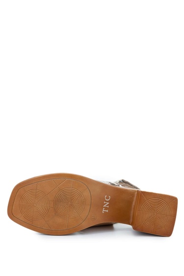  Tamer Tanca Kadın Hakiki Deri Nude/Kahverengi Topuklu Sandalet