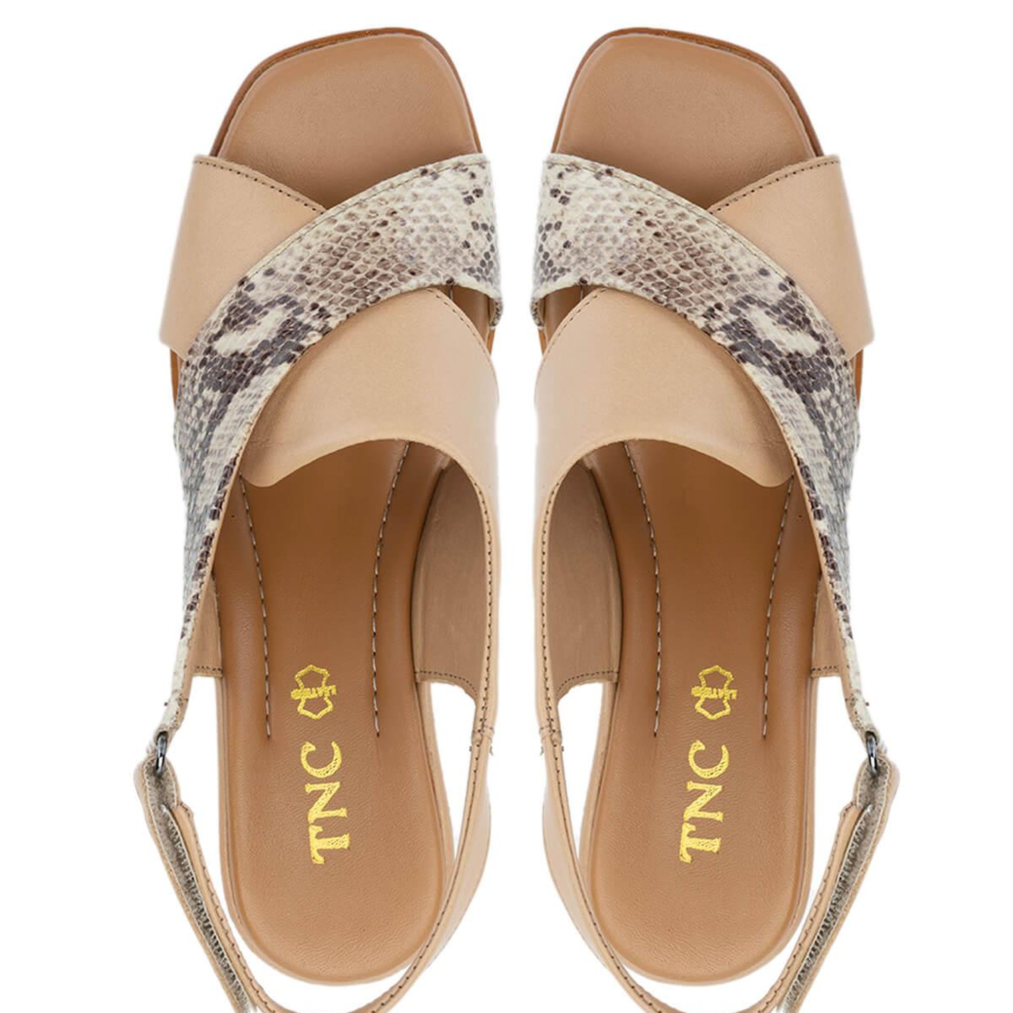 Tamer Tanca Kadın Hakiki Deri Nude/Kahverengi Topuklu Sandalet