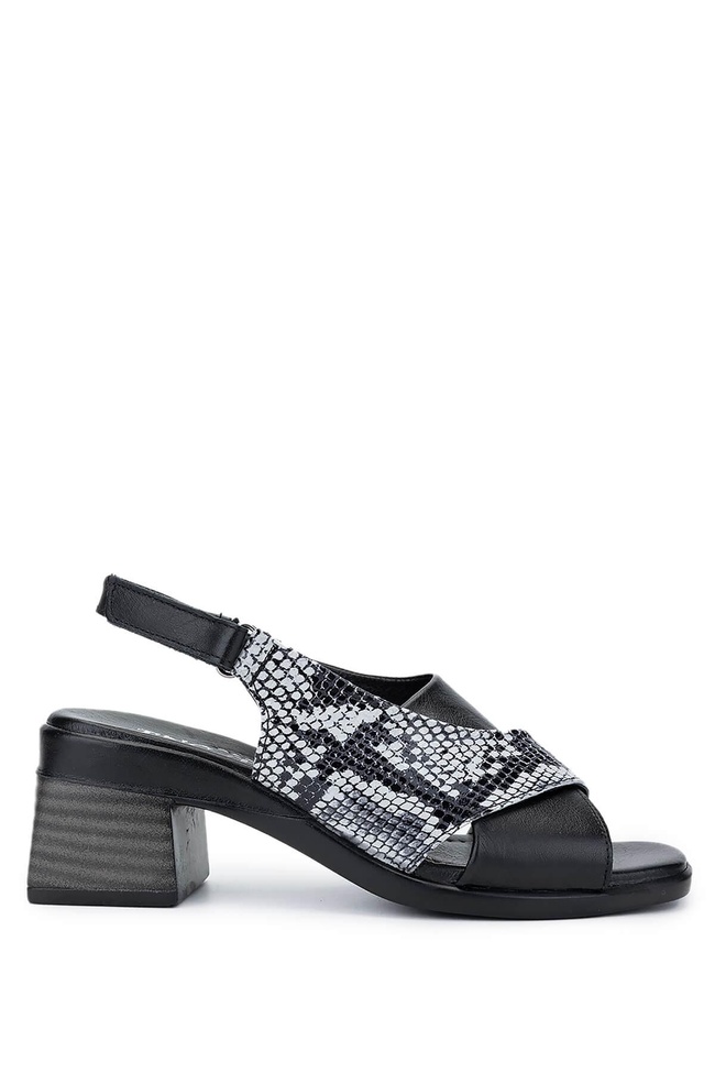  Tamer Tanca Kadın Hakiki Deri Siyah Topuklu Sandalet