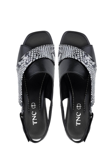  Tamer Tanca Kadın Hakiki Deri Siyah Topuklu Sandalet