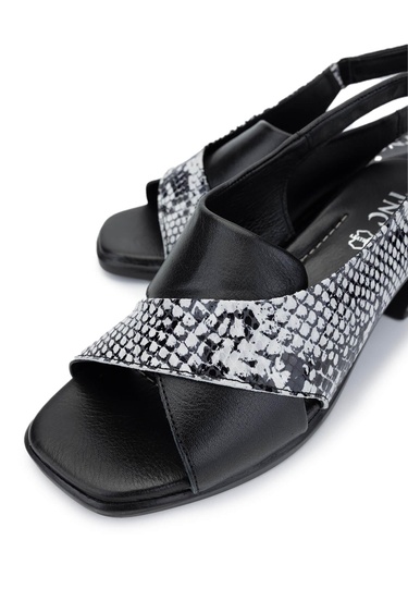  Tamer Tanca Kadın Hakiki Deri Siyah Topuklu Sandalet