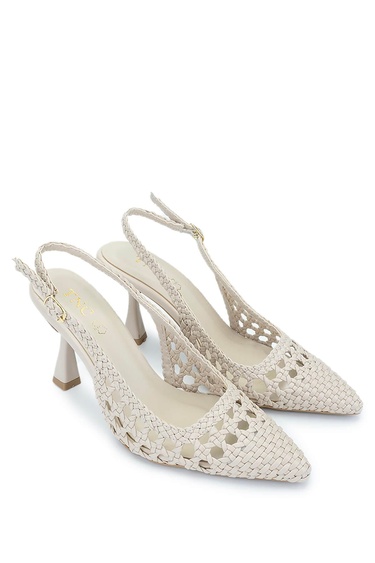  Tamer Tanca Kadın Vegan Bej Topuklu Ayakkabı