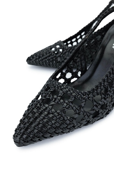  Tamer Tanca Kadın Vegan Siyah Topuklu Ayakkabı