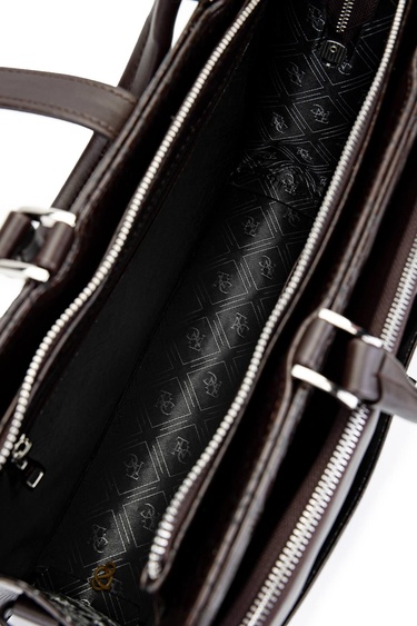  Tamer Tanca Unisex Vegan Kahverengi Kroko Evrak Çantası