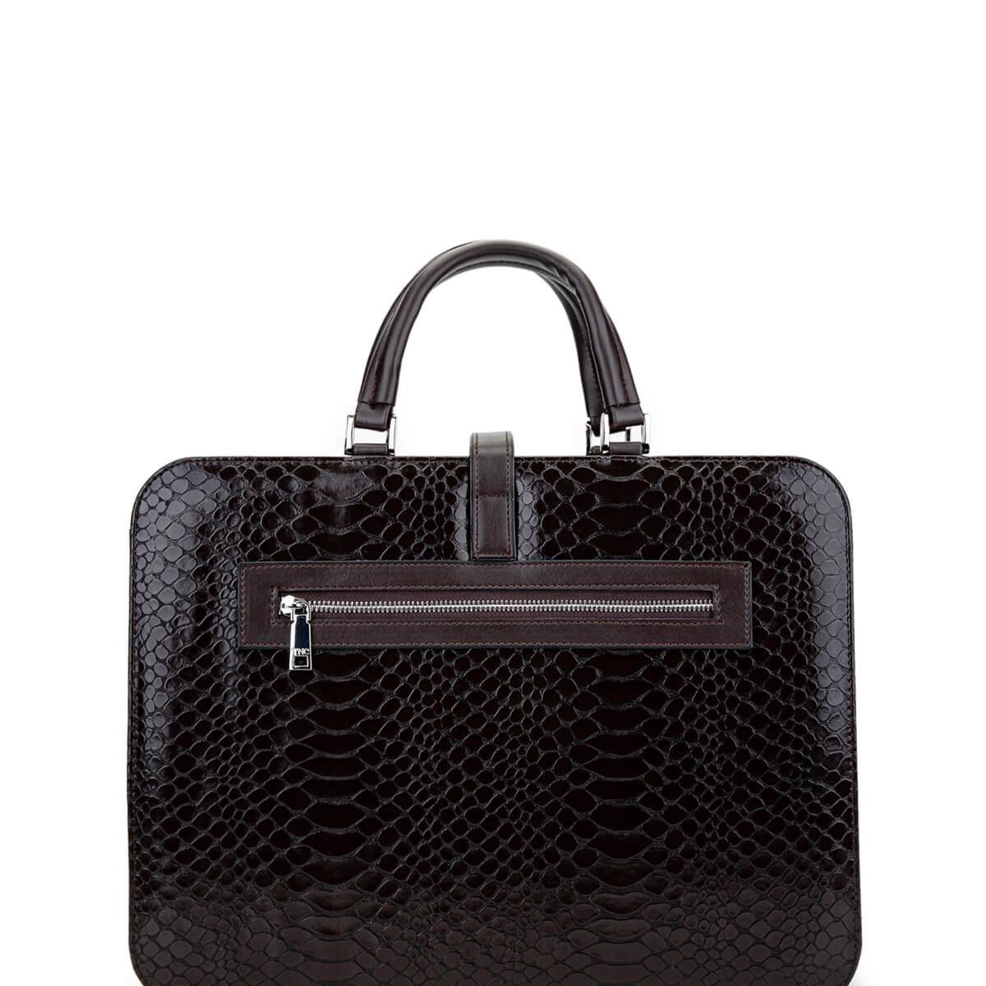 Tamer Tanca Unisex Vegan Kahverengi Kroko Evrak Çantası