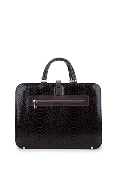  Tamer Tanca Unisex Vegan Kahverengi Kroko Evrak Çantası