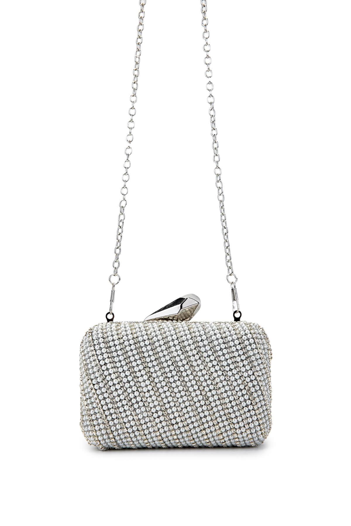  Tamer Tanca Kadın Vegan Gümüş Abiye Çanta