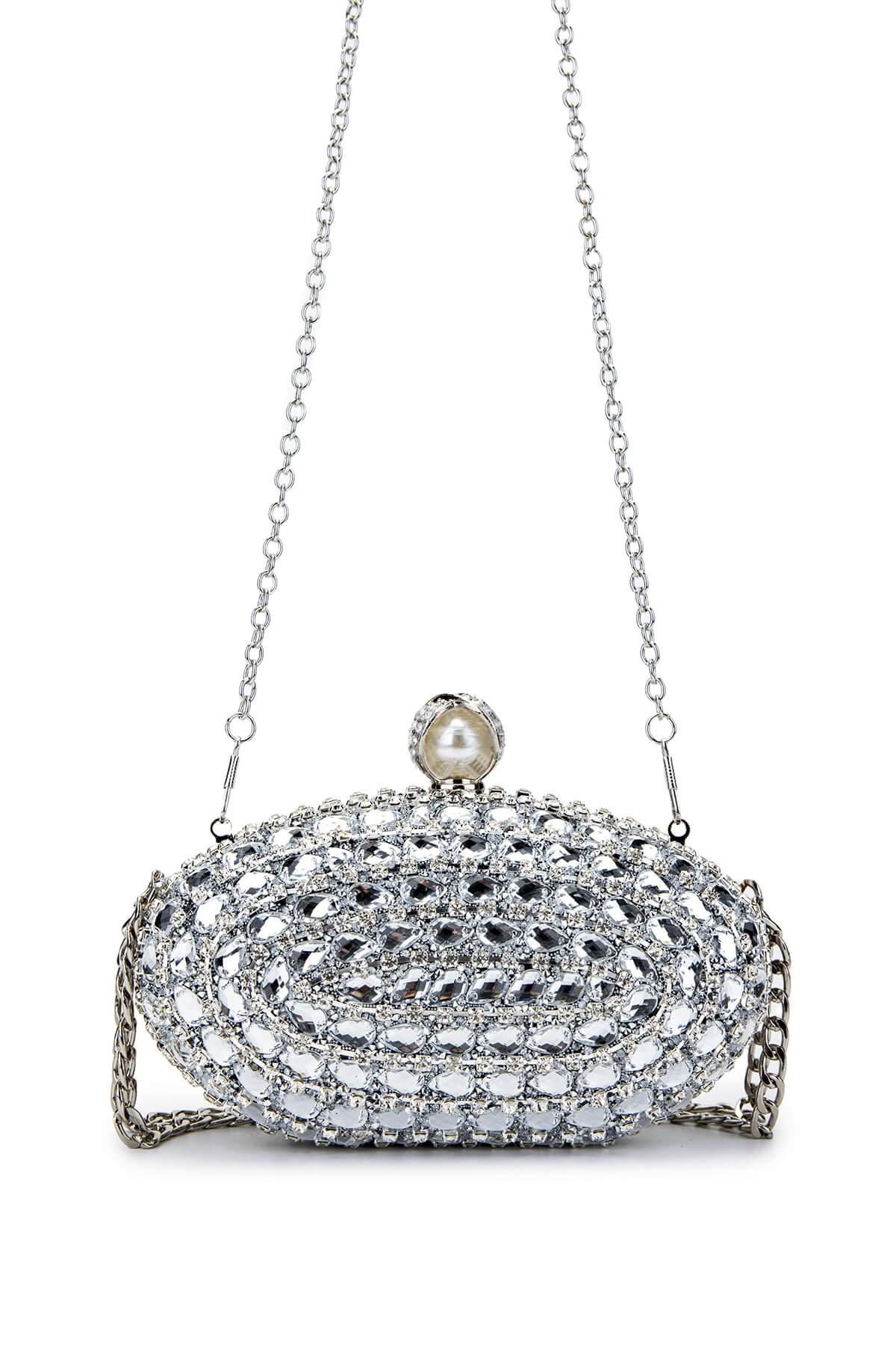  Tamer Tanca Kadın Vegan Gri Abiye Çanta