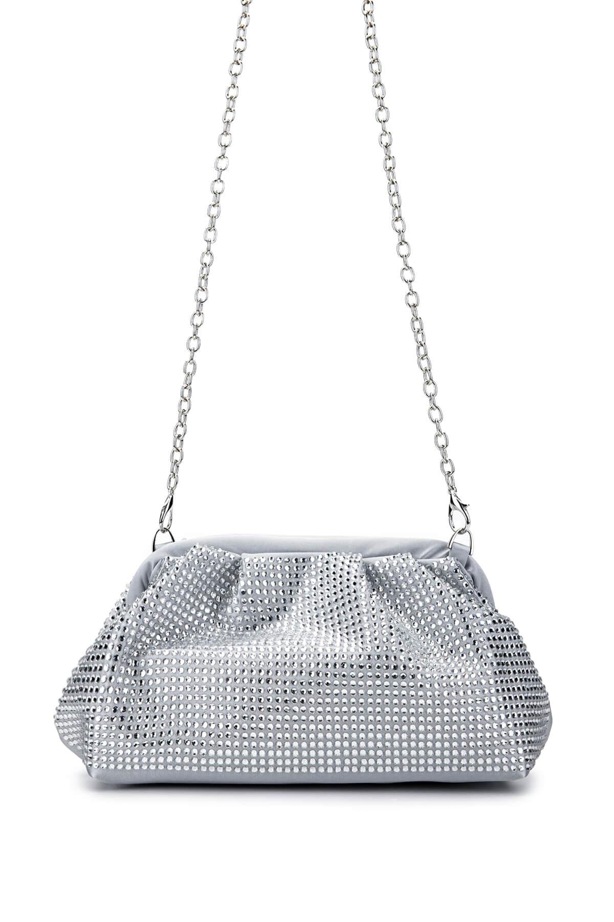  Tamer Tanca Kadın Vegan Gri Abiye Çanta