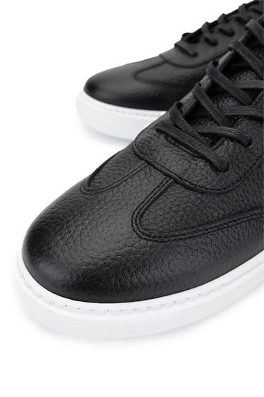  Tamer Tanca Erkek Hakiki Deri Siyah Floter Sneakers & Spor Ayakkabı