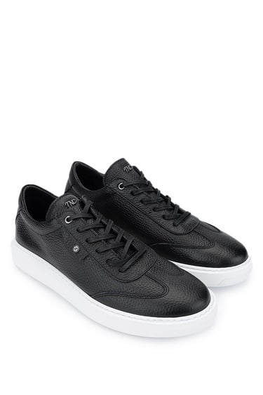  Tamer Tanca Erkek Hakiki Deri Siyah Floter Sneakers & Spor Ayakkabı
