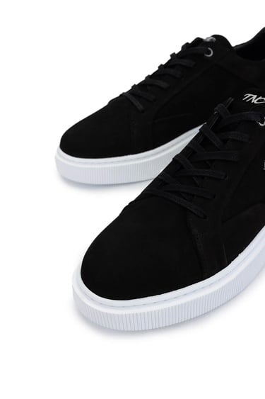  Tamer Tanca Erkek Hakiki Deri Siyah Nubuk Sneakers & Spor Ayakkabı