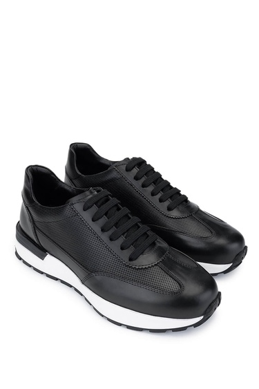 Tamer Tanca Erkek Hakiki Deri Siyah Sneakers & Spor Ayakkabı