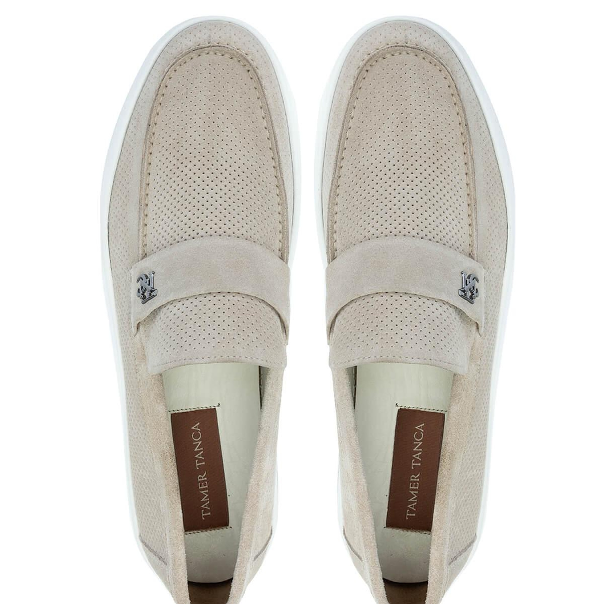 Tamer Tanca Erkek Hakiki Deri Bej Loafer Ayakkabı