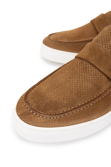  Tamer Tanca Erkek Hakiki Deri Taba Süet Loafer Ayakkabı