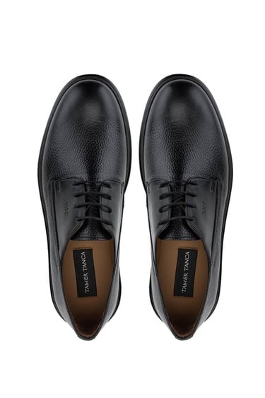  Tamer Tanca Erkek Hakiki Deri Siyah Casual Ayakkabı