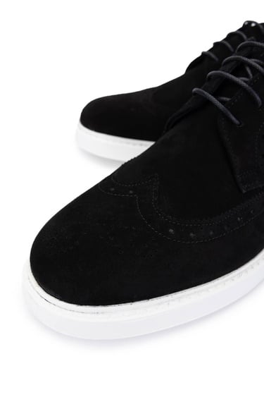  Tamer Tanca Erkek Hakiki Deri Siyah Süet Casual Ayakkabı