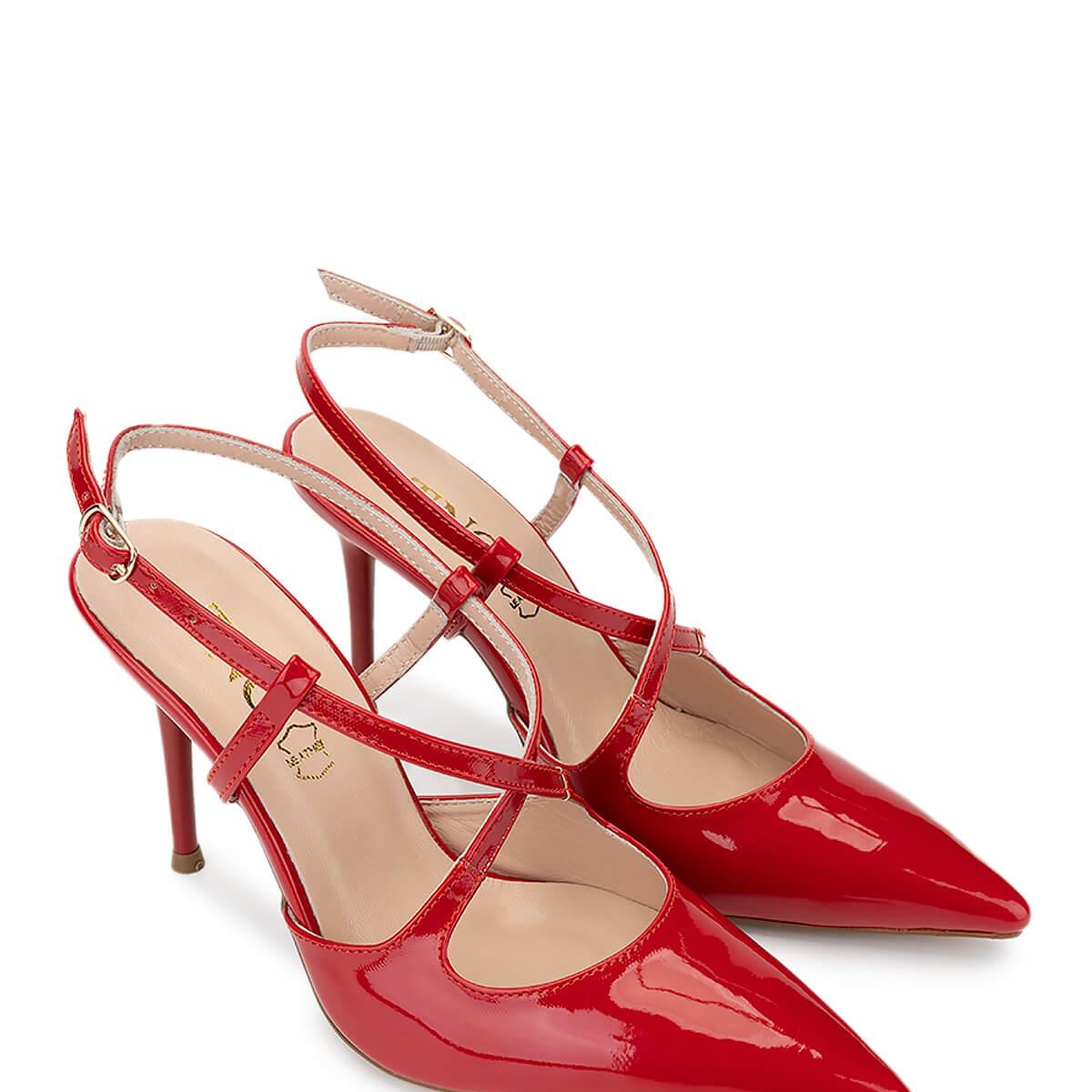 Tamer Tanca Kadın Hakiki Deri Kırmızı Rugan Topuklu Ayakkabı