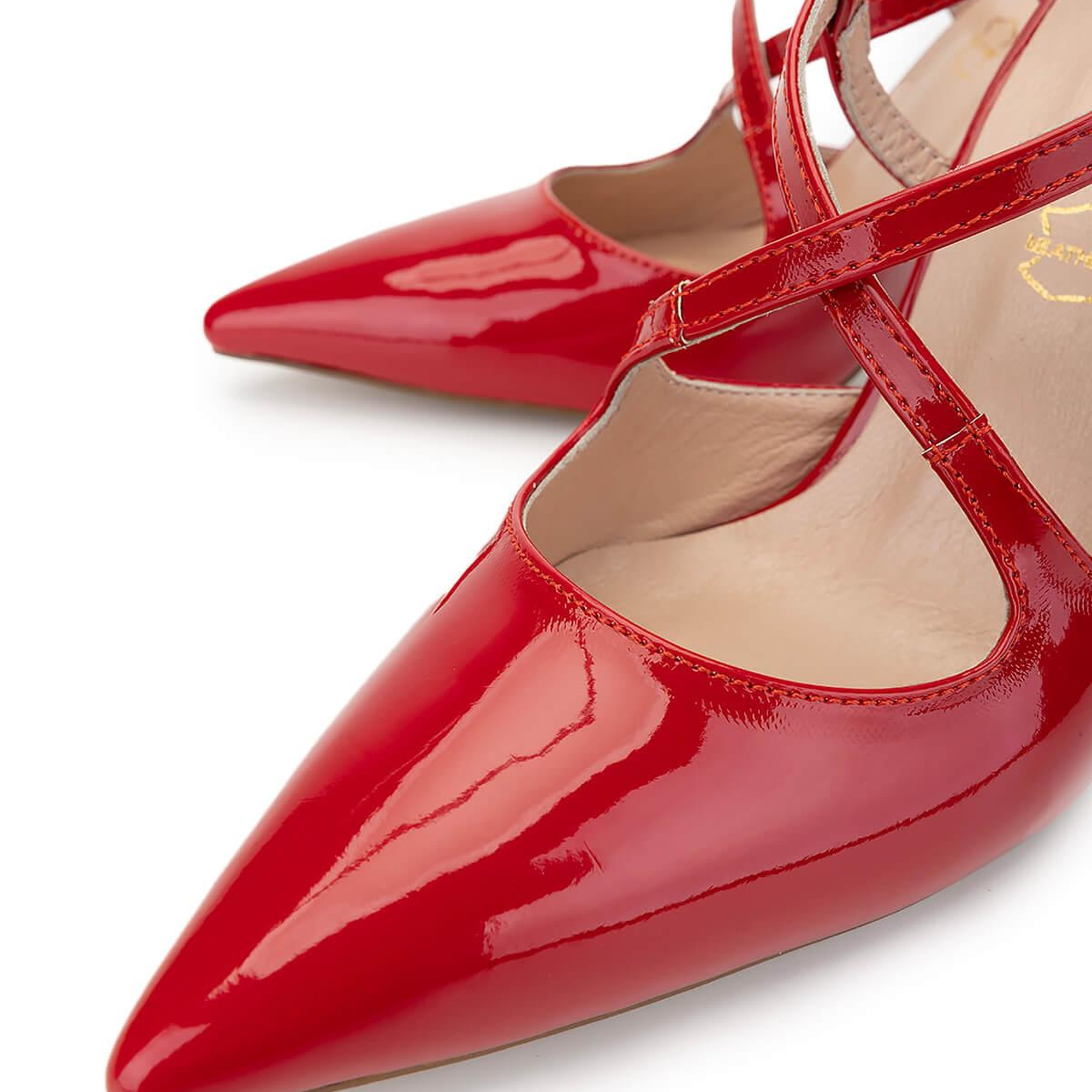 Tamer Tanca Kadın Hakiki Deri Kırmızı Rugan Topuklu Ayakkabı