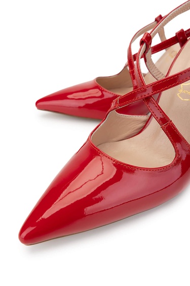  Tamer Tanca Kadın Hakiki Deri Kırmızı Rugan Topuklu Ayakkabı