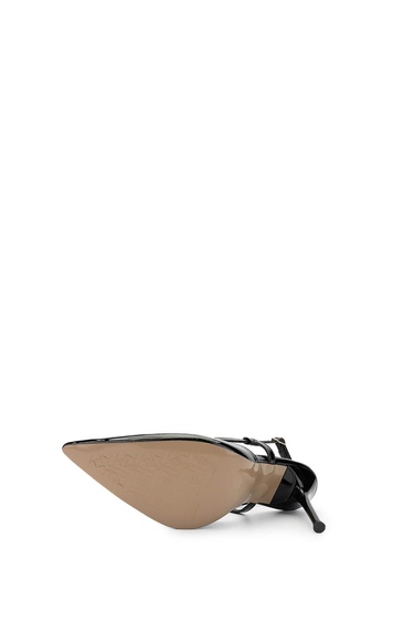  Tamer Tanca Kadın Hakiki Deri Siyah Rugan Topuklu Ayakkabı