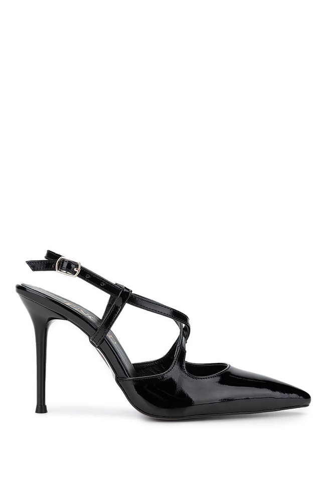  Tamer Tanca Kadın Hakiki Deri Siyah Rugan Topuklu Ayakkabı