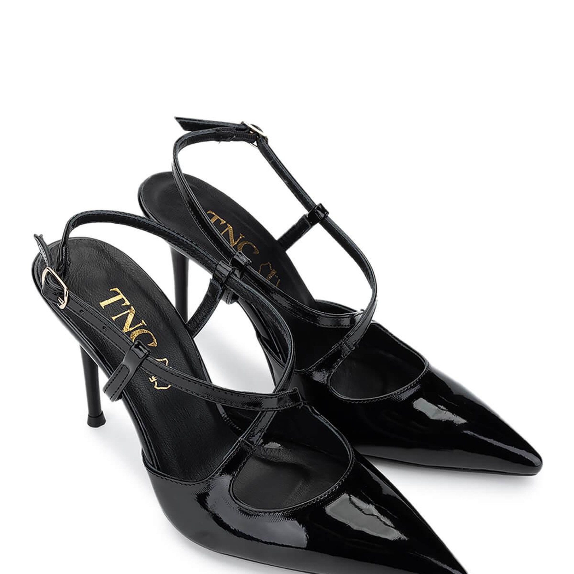 Tamer Tanca Kadın Hakiki Deri Siyah Rugan Topuklu Ayakkabı