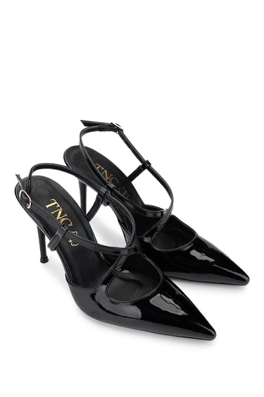  Tamer Tanca Kadın Hakiki Deri Siyah Rugan Topuklu Ayakkabı