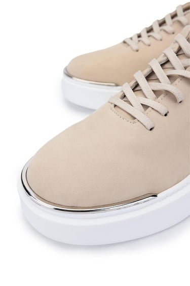  Tamer Tanca Erkek Hakiki Deri Bej Sneakers & Spor Ayakkabı