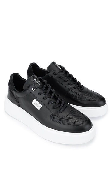  Tamer Tanca Erkek Hakiki Deri Siyah Sneakers & Spor Ayakkabı