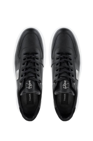  Tamer Tanca Erkek Hakiki Deri Siyah Sneakers & Spor Ayakkabı