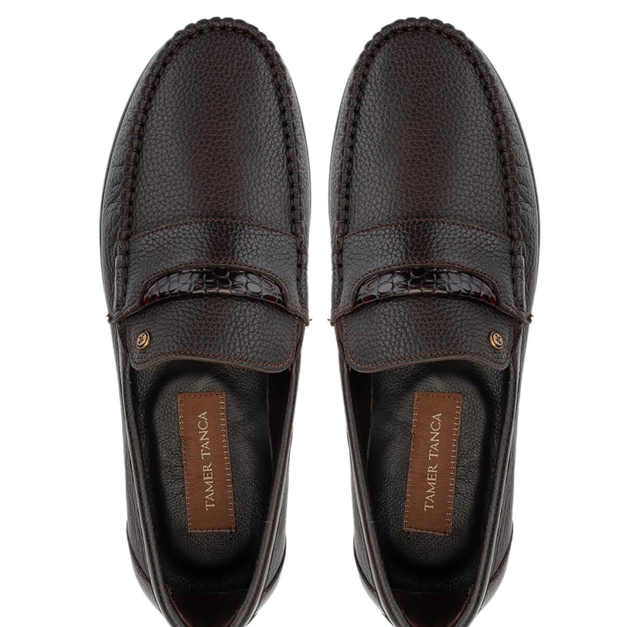 Tamer Tanca Erkek Hakiki Deri Kahverengi Loafer Ayakkabı
