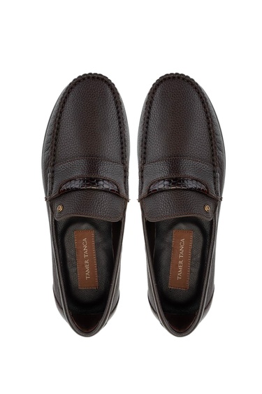  Tamer Tanca Erkek Hakiki Deri Kahverengi Loafer Ayakkabı