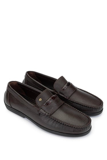  Tamer Tanca Erkek Hakiki Deri Kahverengi Loafer Ayakkabı